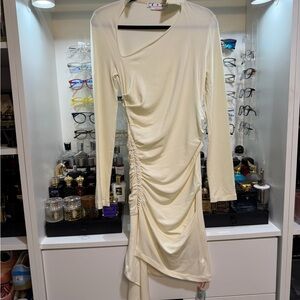 Off-White Vi-Crepe Draped Midi Dress